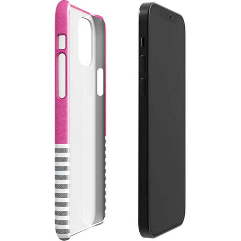 Pink and Grey Stripes iPhone 12 Mini Lite Case