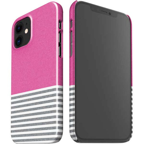 Pink and Grey Stripes iPhone 12 Mini Lite Case