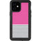 Pink and Grey Stripes iPhone 12 Mini Waterproof Case