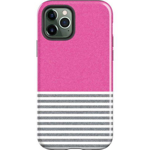 Pink and Grey Stripes iPhone 12 Pro Impact Case