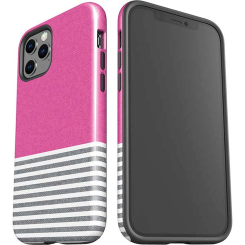 Pink and Grey Stripes iPhone 12 Pro Impact Case