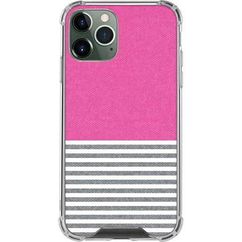 Pink and Grey Stripes iPhone 12 Pro Max Clear Case