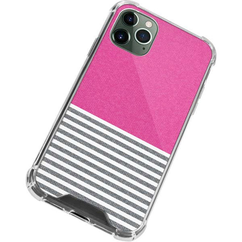 Pink and Grey Stripes iPhone 12 Pro Max Clear Case