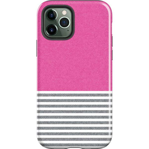 Pink and Grey Stripes iPhone 12 Pro Max Impact Case