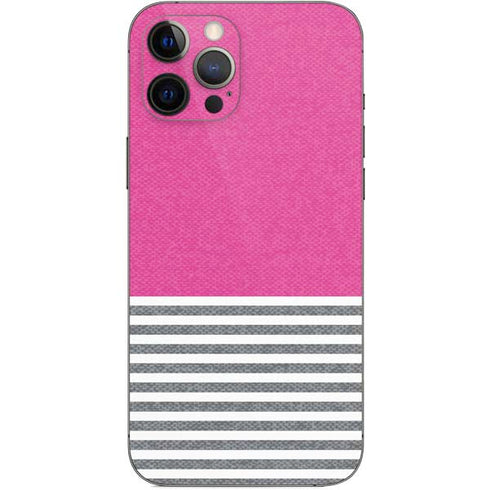 Pink and Grey Stripes iPhone 12 Pro Max Skin