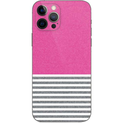 Pink and Grey Stripes iPhone 12 Pro Skin