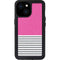 Pink and Grey Stripes iPhone 13 Mini Waterproof Case
