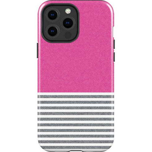 Pink and Grey Stripes iPhone 13 Pro Max Impact Case