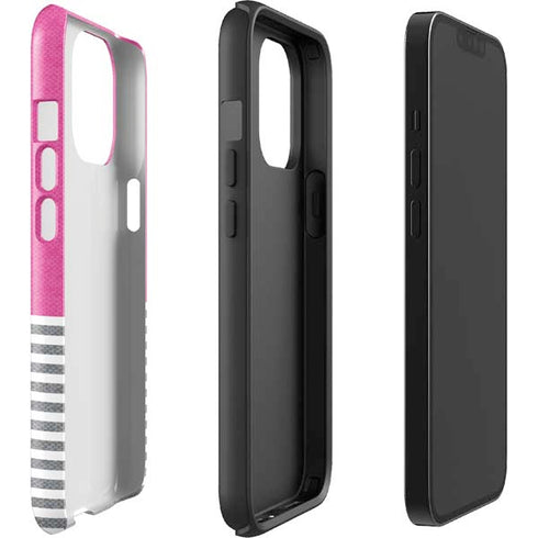 Pink and Grey Stripes iPhone 13 Pro Max Impact Case