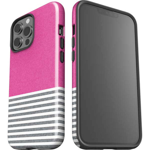 Pink and Grey Stripes iPhone 13 Pro Max Impact Case