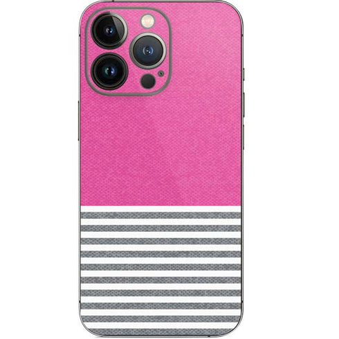 Pink and Grey Stripes iPhone 13 Pro Skin