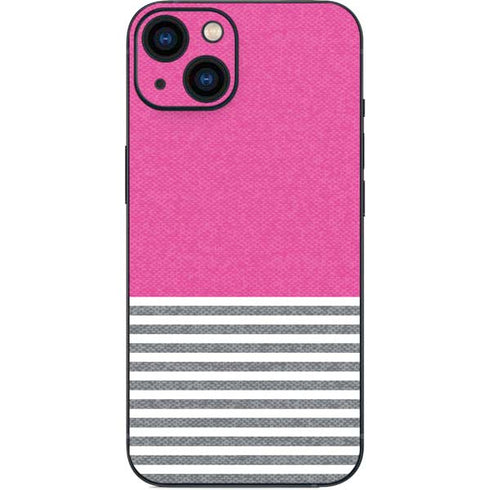 Pink and Grey Stripes iPhone 13 Skin