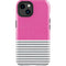 Pink and Grey Stripes iPhone 14 Plus Impact Case