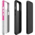 Pink and Grey Stripes iPhone 15 Plus Impact Case