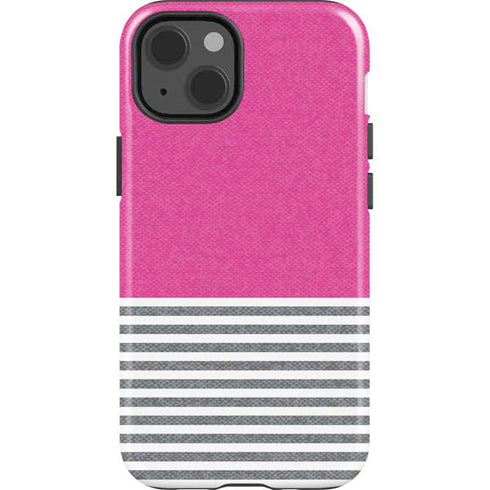 Pink and Grey Stripes iPhone 15 Impact Case