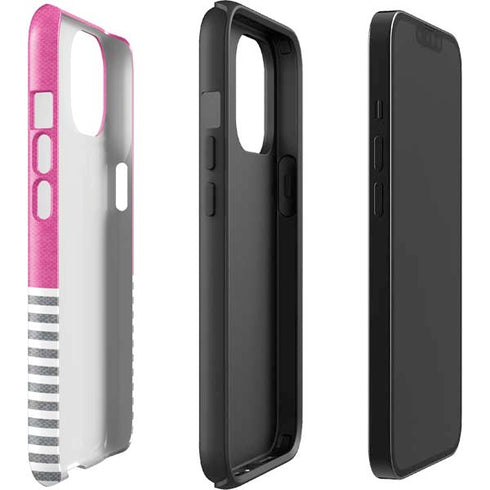 Pink and Grey Stripes iPhone 15 Impact Case