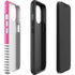 Pink and Grey Stripes iPhone 15 Impact Case