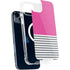Pink and Grey Stripes iPhone 15 Plus MagSafe Case