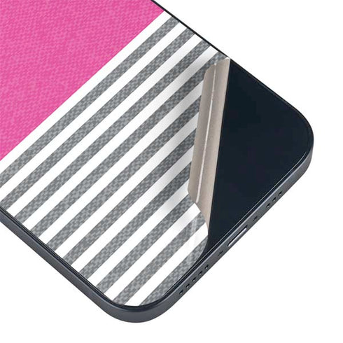 Pink and Grey Stripes iPhone 15 Plus Skin