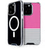 Pink and Grey Stripes iPhone 15 Pro MagSafe Case
