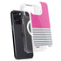 Pink and Grey Stripes iPhone 15 Pro Max MagSafe Case