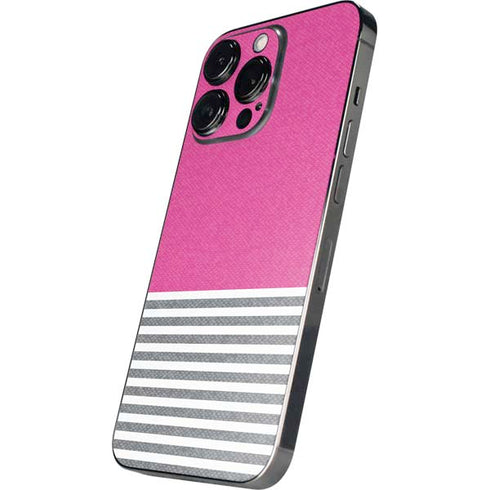 Pink and Grey Stripes iPhone 14 Pro Skin