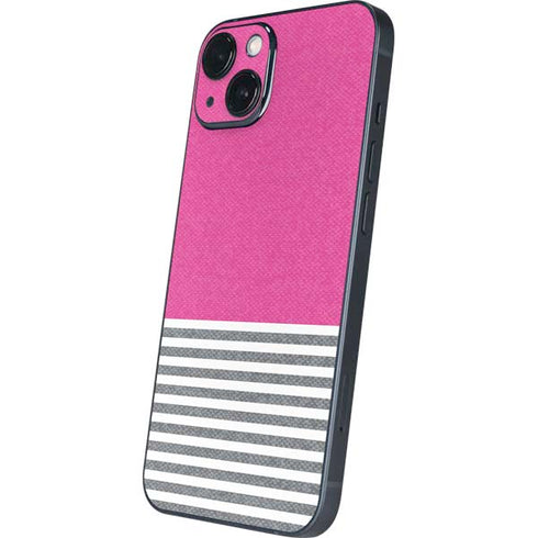 Pink and Grey Stripes iPhone 14 Skin