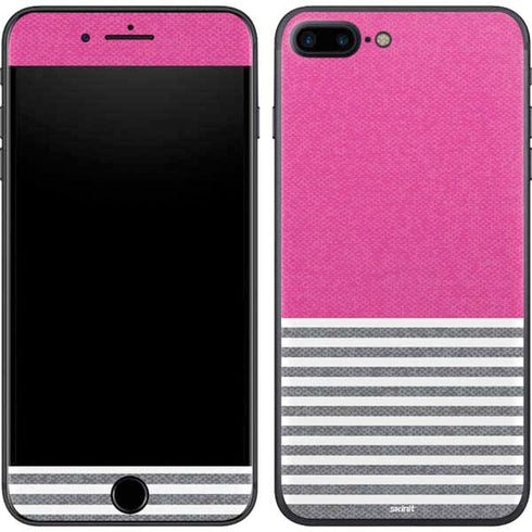 Pink and Grey Stripes iPhone 7 Plus Skin