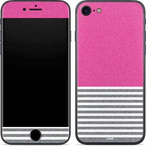 Pink and Grey Stripes iPhone 7 Skin