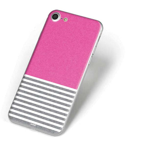 Pink and Grey Stripes iPhone 7 Skin