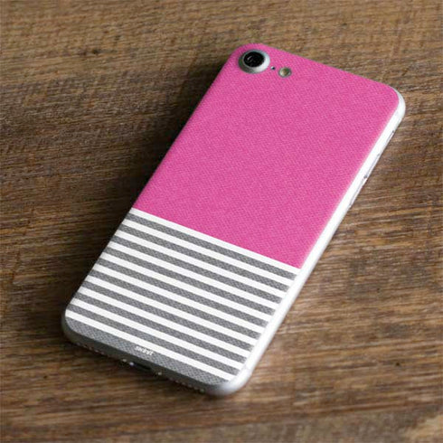 Pink and Grey Stripes iPhone 7 Skin