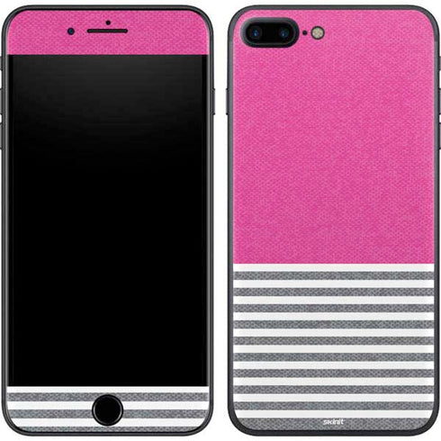 Pink and Grey Stripes iPhone 8 Plus Skin