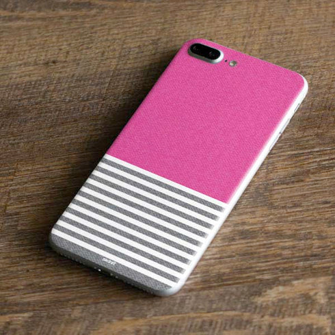 Pink and Grey Stripes iPhone 8 Plus Skin