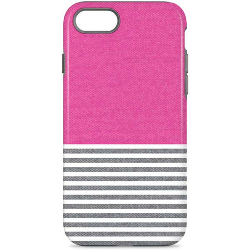 Pink and Grey Stripes iPhone 8 Pro Case