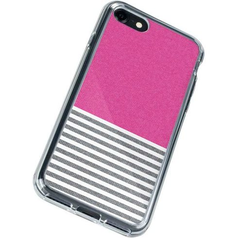 Pink and Grey Stripes iPhone SE (2nd & 3rd Gen) Clear Case