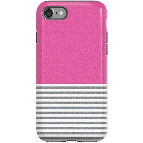 Pink and Grey Stripes iPhone SE (2nd & 3rd Gen) Pro Case