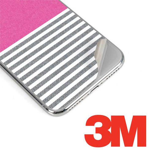 Pink and Grey Stripes iPhone X Skin