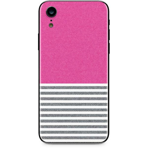Pink and Grey Stripes iPhone XR Skin