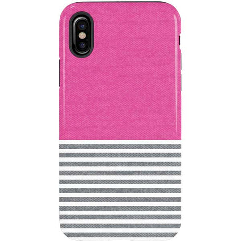 Pink and Grey Stripes iPhone XS Pro Case
