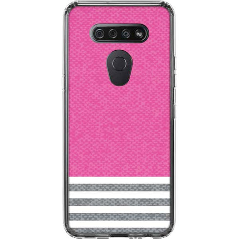 Pink and Grey Stripes LG K51/Q51 Clear Case