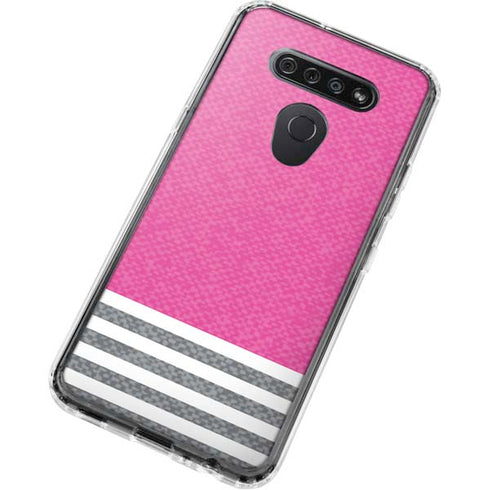 Pink and Grey Stripes LG K51/Q51 Clear Case