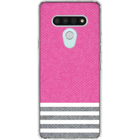 Pink and Grey Stripes LG Stylo 6 Clear Case