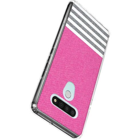 Pink and Grey Stripes LG Stylo 6 Clear Case