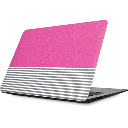 Pink and Grey Stripes Apple MacBook Skin