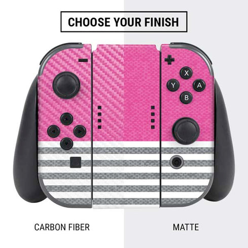 Pink and Grey Stripes Nintendo Switch Bundle Skin