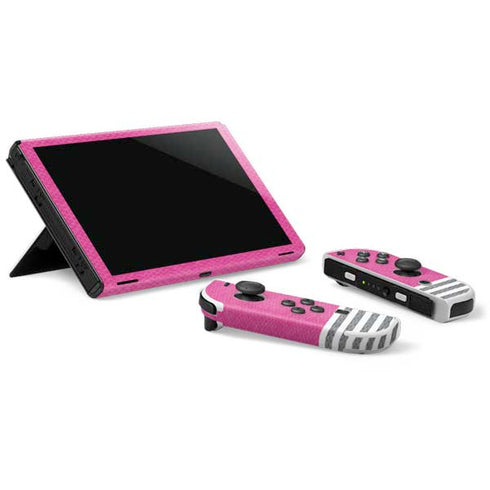 Pink and Grey Stripes Nintendo Switch OLED (2021) Skin