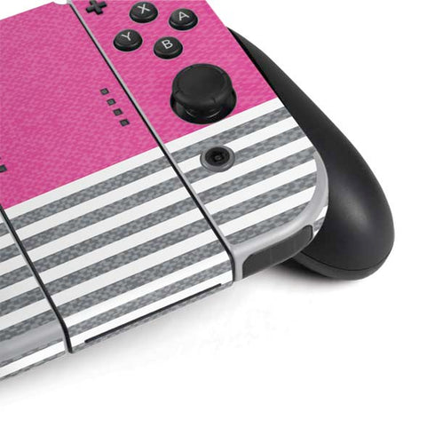 Pink and Grey Stripes Nintendo Switch OLED (2021) Skin
