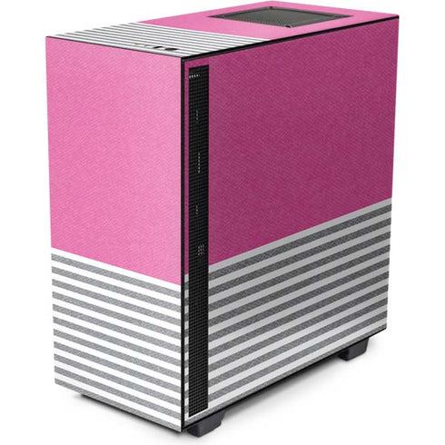 Pink and Grey Stripes NZXT H510 Compact ATX Mid-Tower Case Skin