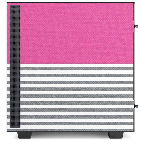 Pink and Grey Stripes NZXT H510 Compact ATX Mid-Tower Case Skin
