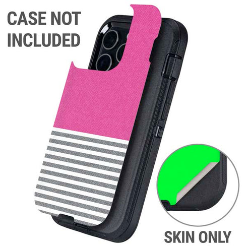 Pink and Grey Stripes Otterbox Defender iPhone Skin